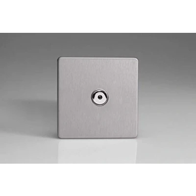 Image of Varilight Brushed Steel Flat Dimension Screwless V Pro IR 1 Gang x 100W LED Multi Way Remote/Touch Control Dimmer Master Unit,86x86x30mm