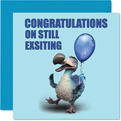 Image of Funny Birthday Cards for Men Women Dodo Rude Happy Card Mum Dad Brother Sister Son Daughter Nan Grandad, 145mm x Banter Greeting Cards, Joke Humour 30th 40th 50th Bday