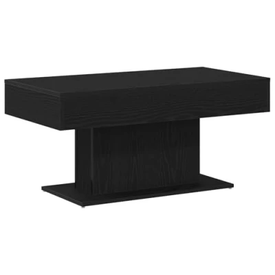 Image of vidaXL Coffee Table Black Oak Wood, 96x50cm, Indoor Modern Rectangular Centerpiece, Engineered Living Room Furniture