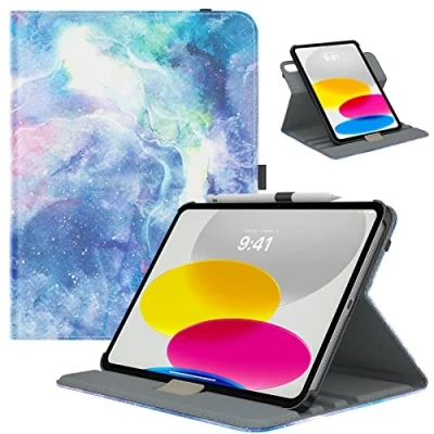 Image of TiMOVO Rotating Case for iPad 10th Generation 2022, 10.9 inch Case, 90 Degree Smart Stand Cover 10, Protective Leather with Stylus Loop Design Dreamy Nebula