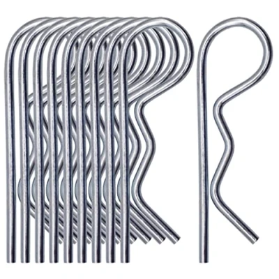 Image of SKIR&#039;CO (10 pcs) Zinc Plated Steel Spring Cotter Pins 2 mm, Ring R Clips, Shaped Pin