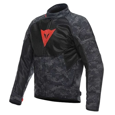Image of Dainese Ignite Air Tex Jacket, Summer Motorcycle Mesh Fabric, Men&#039;s Soft Protections, Grey Camo/Black/Fluorescent Red, 60