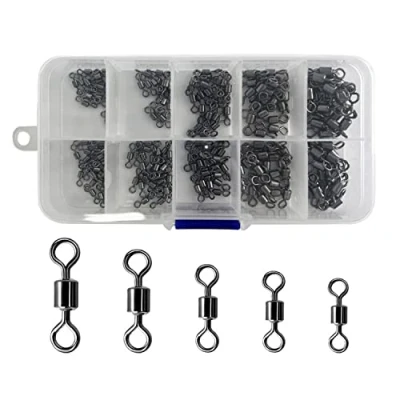 Image of CRAZY SHARK 210pcs Fishing Rolling Swivel, Barrel Connector, Sea Bearing Snap Tackle Accessories, Swivels for Freshwater