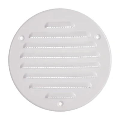 Image of Vent Systems 100 mm / 3.94&quot; Inch White Metal Cover Round Soffit Air Louver Grille Built in Insect Screen HVAC Vents for Bathroom, Home Office, Kitchen