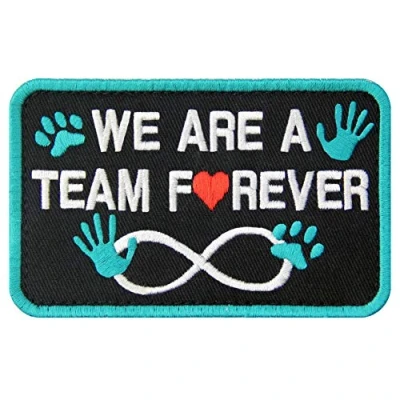 Image of Service Dog We are A Team Forever Vests/Harnesses Patch Embroidered Badge Fastener Hook &amp; Loop Emblem