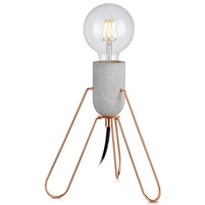 Image of Teamson Home VERSANORA Piccola Table Lamp, Reading Desk Light, Modern Lighting,Concrete/Rose Gold,VN L00022
