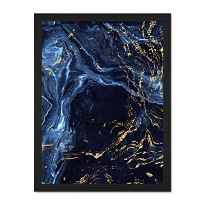 Image of Wee Blue Coo Abstract Dark Gold Water Large Framed Art Print Wall Poster 18x24 inch