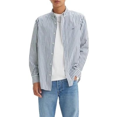 Image of Levi&#039;s Men&#039;s Authentic Button Down Woven Shirts, Dean Stripe Estate Blue, XS