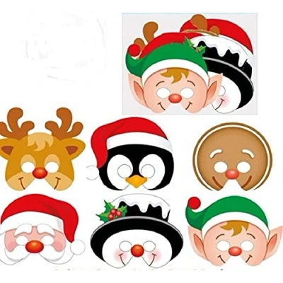 Image of 12 Cardboard Christmas Masks