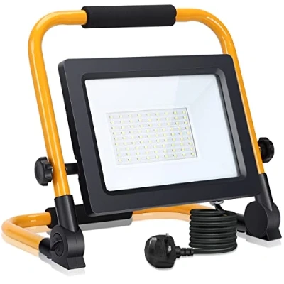 Image of Work Light, Aigostar 50W Job Site Light 4500LM, Folding Floodlight with 5.9ft Cord Plug, IP65 Waterproof LED 6500K Cool White Portable Flood Lights Outdoor Lamp for Garden
