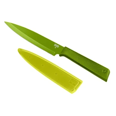 Image of KUHN RIKON Colori+ Non Stick Utility Knife with Safety Sheath, 23 cm, Green