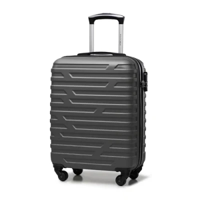 Image of WITTCHEN Travel Suitcase Carry On Cabin Luggage Hardshell Made of ABS with 4 Spinner Wheels Combination Lock Telescopic Handle A Line II Size Grey
