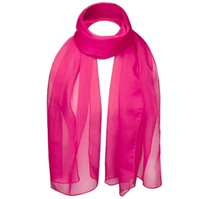 Image of Basic Sense Plain Chiffon Soft Sheer Scarf, Fuchsia