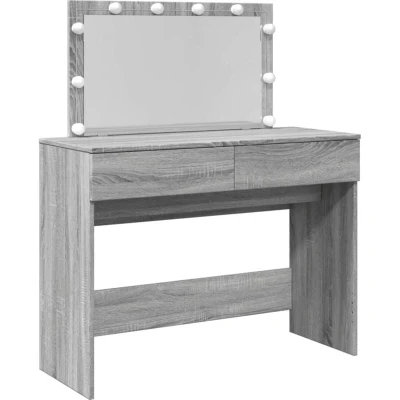 Image of vidaXL Dressing Table with LED Grey Sonoma 100x40x120 cm