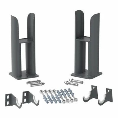 Image of DuraTherm® Floor Mounting Radiator Leg Kit Feet Freestanding Supports for Double Oval Tube Radiators, Anthracite Grey