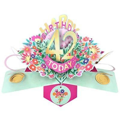 Image of Happy 42nd Birthday 42 Today Pop Up Greeting Card Love Kate&#039;s Cards Her POP215MC42
