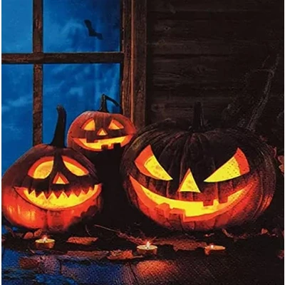 Image of Anniversary House Tiflair Luxury Halloween Napkins, Pumpkin Design, Thick and Strong Paper Lunch Napkins 3 ply, Multi Coloured PJ342044
