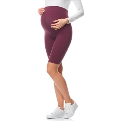 Image of Be Mammy Womans 3/4 Maternity Leggings Tights BE20 229(Wine Red, XL)
