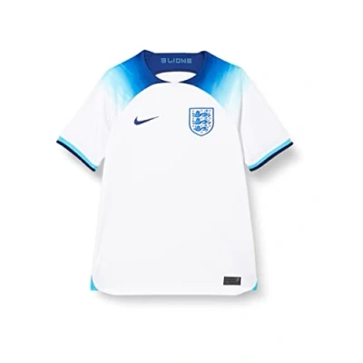 Image of NIKE Unisex Kids Ent Dri Fit Stadium Home T Shirt, White/Blue Fury/Blue Void, 13 Years UK
