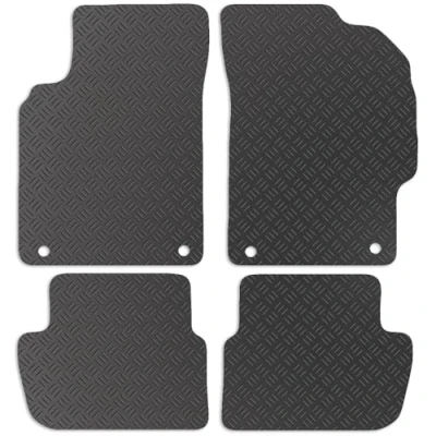 Image of Carsio Rubber Car Mats For Chevrolet Spark 2013 2015 Tailored Fit Floor Mat Set Complete Accessory Black Custom Fitted All Weather &amp; Heavy Duty, Anti Slip Backing with Clips