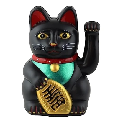 Image of Freak Scene Lucky cat Maneki Neko Waving 13 cm black
