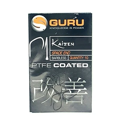 Image of Guru Kaizen PTFE Coated Spade End Barbless Hooks Size 10