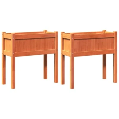 Image of vidaXL Garden Planters 2 pcs with Legs Wax Brown Solid Wood Pine
