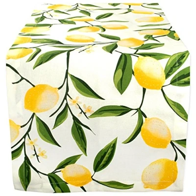 Image of DII Summer BBQ &amp; Outdoor Picnics, Cotton, Lemon Bliss, Table Runner, 14x108