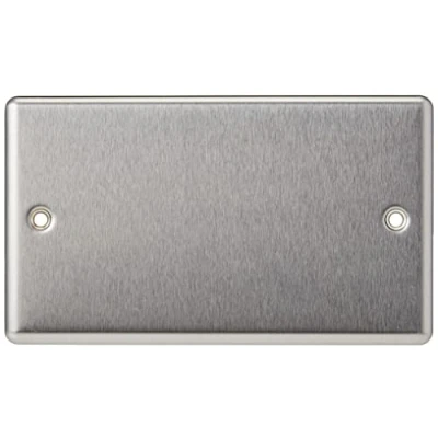 Image of KnightsBridge 2G Blanking Plate Rounded Edge Brushed Chrome