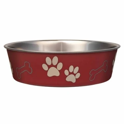 Image of Loving Pets Stainless Steel Bella Dog Bowl Non Slip Dishwasher Safe &amp; Bacteria Resistant Metallic Pet Dish Merlot X Large (1.8 Litre)