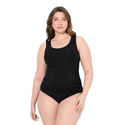 Image of Ulla Popken Women&#039;s Bonded Tank top T Shirt, Black, 28 30
