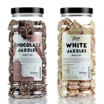 Image of Just Treats Chocolate Jazzies and White Snowies Sweet Gift Jars of A Chocolatey Delight 6,31