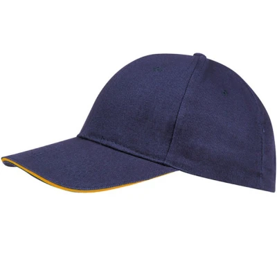 Image of SOLS Unisex Buffalo 6 Panel Baseball Cap (French Navy/Neon Orange) Cotton One Size