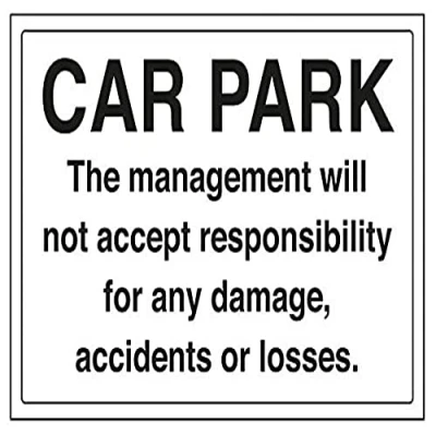 Image of V Safety Car Park/Management Responsibility Parking Sign 300mm x 200mm 1mm Rigid Plastic