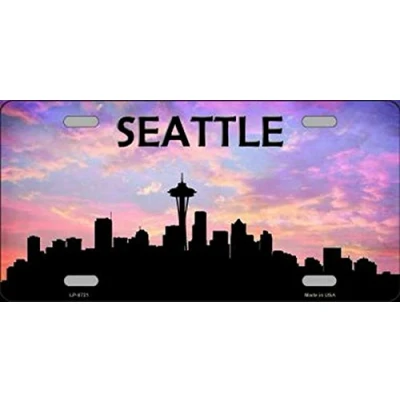 Image of Seattle Silhouette Novelty License Plate Sign 6x12 inches