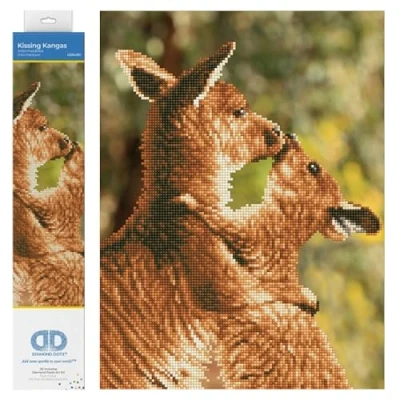 Image of DIAMOND DOTZ Painting, Beginner Kit, Tissue, Kissing Kangas, 31 x 41cm