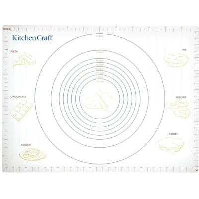 Image of KitchenCraft Non Stick Pastry Mat with Measurements, Plastic, Extra Large, 61 x 45 cm, White