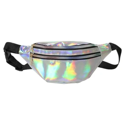 Image of Shiny Bumbag,Fanny Pack Metallic Bum Bag with Adjustable Strap Waist Smooth Zip Neon Unisex Bags Waterproof Packs for Party Festival Outdoor Travel
