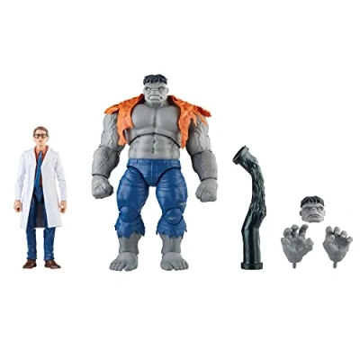 Image of Marvel Hasbro Legends Series Gray Hulk and Dr. Bruce Banner, Avengers 60th Anniversary Collectible 6 Inch Action Figures