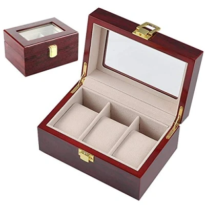 Image of Walgreen® Watch Display Storage Box Jewelry Collection Case Organiser Holder Wooden (3 Grids)