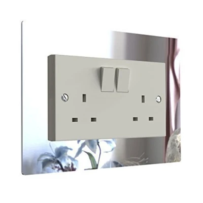 Image of Displaypro Single, Double Light Switch Surround Acrylic Finger Plate Panel Plug Socket (Mirror Double)