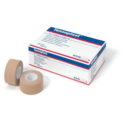 Image of Tensoplast Elastic Adhesive Bandage, EAB Tape for Firm Compression, with Medium Support Joints, Individually Boxed Roll, 2.5cm x 4.5m, Pack of 12, Multi