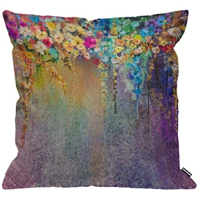 Image of HGOD DESIGNS Cushion Cover Watercolor Painting Flowers,Throw Pillow Case Home Decorative for Men/Women Living Room Bedroom Sofa Chair 18X18 Inch Pillowcase 45X45cm