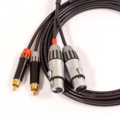 Image of Female XLR to RCA Interconnect Cable. Left &amp; Right Pair. Phono, Cinche Lead