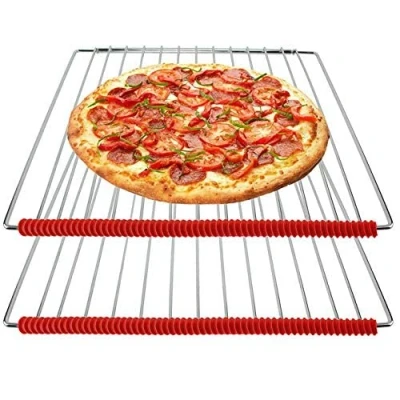 Image of HYFIVE Oven Shelf Protectors Burn Guard Heat Resistant Silicone Cooker Strips 2 Pack RED Edge Guards Disability Aid Safety at Home