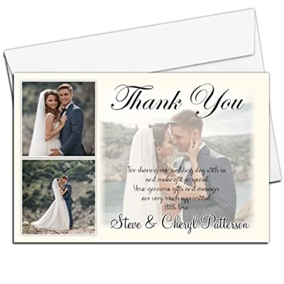 Image of 10 Personalised Wedding Thank You PHOTO Cards N35