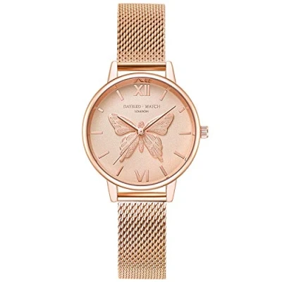 Image of RORIOS Fashion Women Watch Butterfly Dial Stainless Steel Mesh Strap Analogue Quartz Wristwatch Ladies