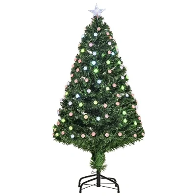 Image of 4FT Pre Lit Artificial Christmas Tree w/ Fibre Optic Led Light Xmas Decorations