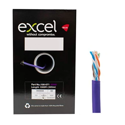 Image of I CHOOSE LIMITED Cat6 Ethernet Cable RJ45 1000ft LAN Data Reel 23AWG Dca LS0H Fast feed box Metre Marked Cat 6 Purple