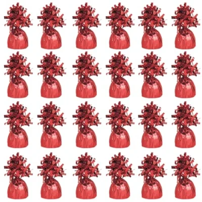 Image of Foil Helium Balloon Weights Pack of 24 Durable &amp; Colourful Red for Birthdays Parties, Events Celebrations Perfect Weight Holders